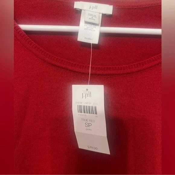 PETITE SMALL J Jill true Red Scoop Neck
Lightweight Ribbed Sides Sweater - Picture 4 of 16